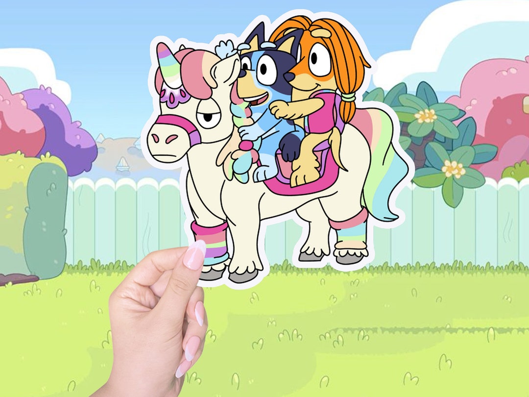 Rainbows Bluey Unicorn Sticker family Stickers Laptop Etsy