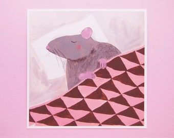 Sleepy Rat Archival Print