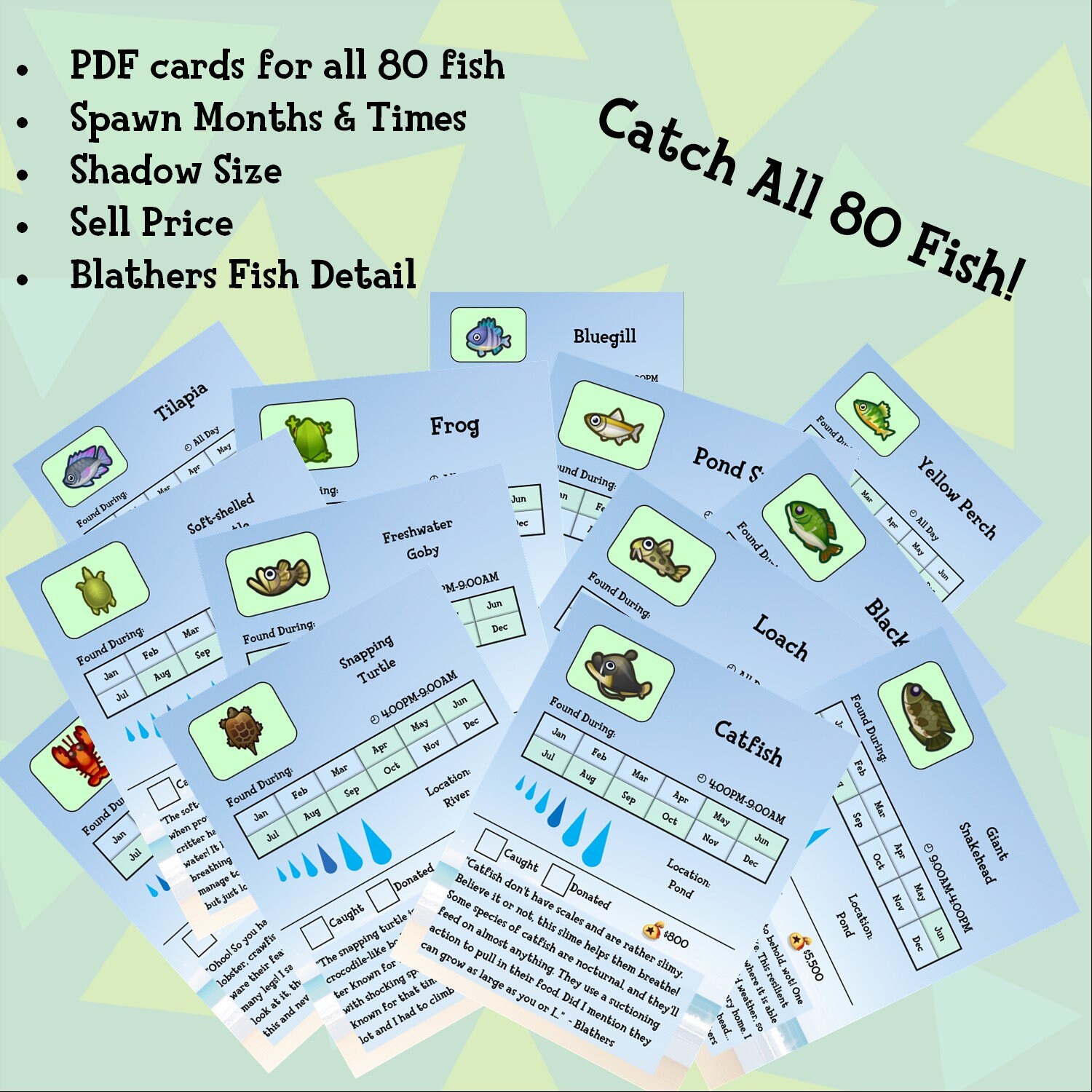 Animal Crossing New Horizons Bug Fish Detail & Checklist - Etsy