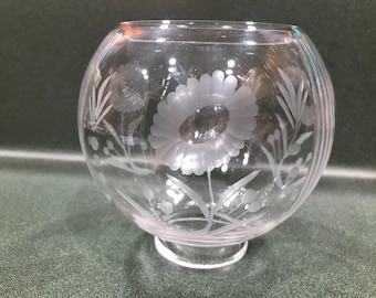 adorable vintage etched glass round light fixture shade, 2 inch fitter-salvage repurpose-Home Decor-Craft Supplies- Lighting - Wedding Decor