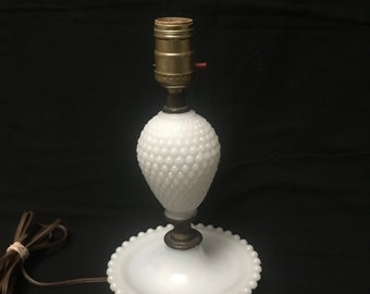 precious 1940's vintage milk glass lamp, hobnail, desk table lamp-Home Decor-salvage-Lighting-Wedding Decor