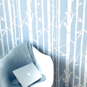 Birch Forest Wall Stencils Decorative Scandinavian wall stencils for home decor - Wallpaper look and easy home or office decor,