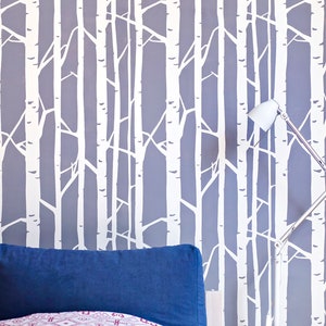 Birch Forest without leaves Large Wall Stencil  - Tree stencil and Scandinavian wall stencil designs, Scandinavian stencil, Birch Stencil