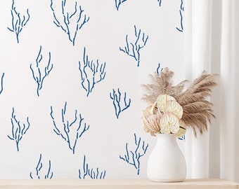 Corals Wall Stencils Decorative Scandinavian wall stencils for home decor - Wallpaper look and easy home or office decor,