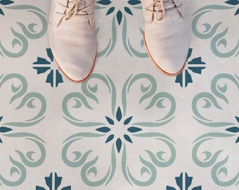 Summer Tile Stencil: Geometric Summer Floor Design, Stencilit (Single)