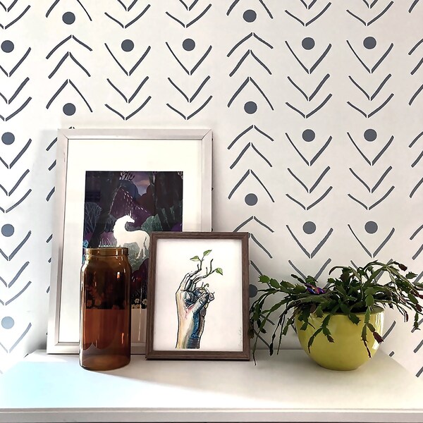 Custom for Allison - Fishlane Tribal wall stencil - Large wall stencil and Reusable stencil for DIY project, Tribal pattern