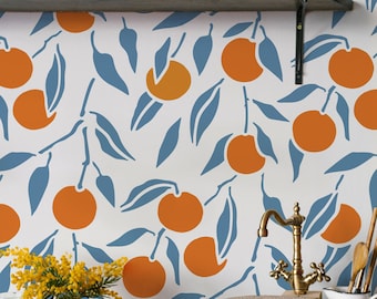 Oranges Wall Stencils Decorative Scandinavian wall stencils for home decor - Wallpaper look and easy home or office decor,