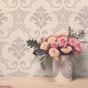 Baroque wall stencil - Damask wall stencil for DIY projects - Better than wall decals - Stylish look - Easy home decor