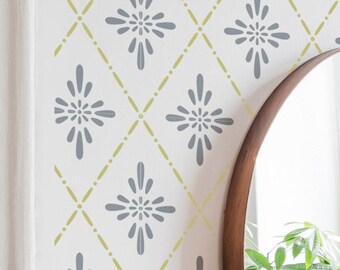 Retro Large Wall stencil pattern, Geometric wall stencil for DIY project, wall stencils - Stencils for walls - Stencilit