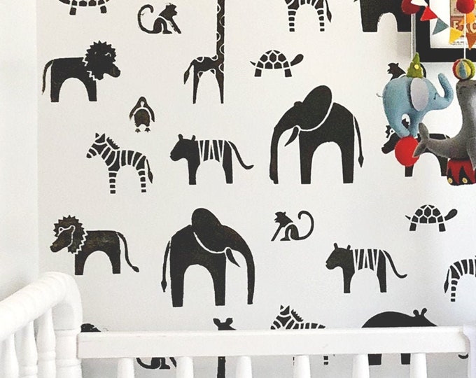 Zoo Stencil for Wall Nursery Wall Stencil Scandinavian Etsy