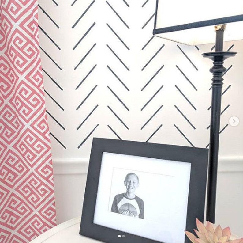 Herringbone simple Large Wall stencil Herringbone stencil Etsy