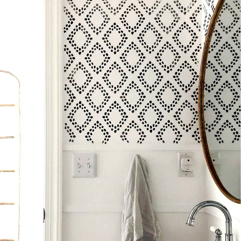 Diamond Wall Stencil pattern Large wall stencil Scandinavian stencil for wall Wall stencils Wall stencil designs Stencilit image 1