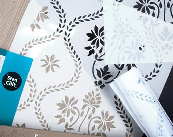 Boutique Damask Wall Stencil 2-Pack, Victorian Stencils for Painting Large Pattern, Stencilit (17"x20")