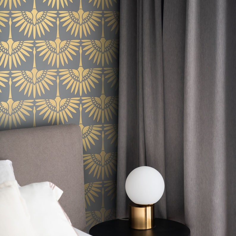 Art Deco Birds Large Wall Stencil Pattern Geometric Wall Etsy