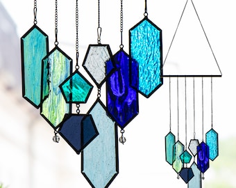Stained Glass Window Hanging Suncatcher Diamonds   - Indoor Vivid Suncatcher - Real Stained Glass Sun Catcher for Fixed Windows
