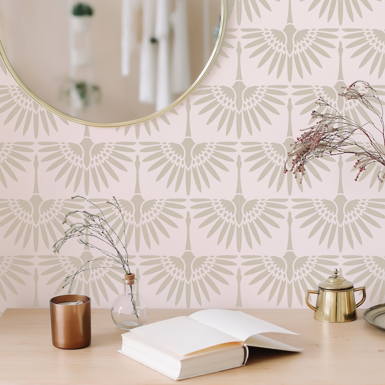 Art Deco Birds Large Wall Stencil Pattern Geometric Wall Etsy