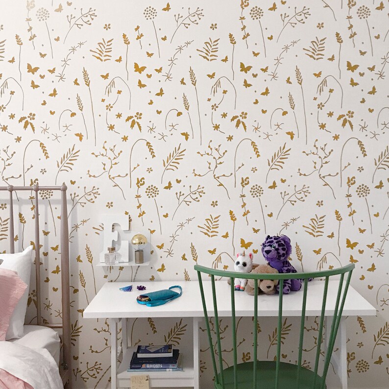 Meadowfield Large Wall Stencil Pattern Woodland Stencil for Etsy