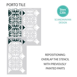 Porto Floor stencil Tile stencil Geometric Stencil pattern and Scandinavian stencil for DIY project Moroccan stencil Wall stencil image 8