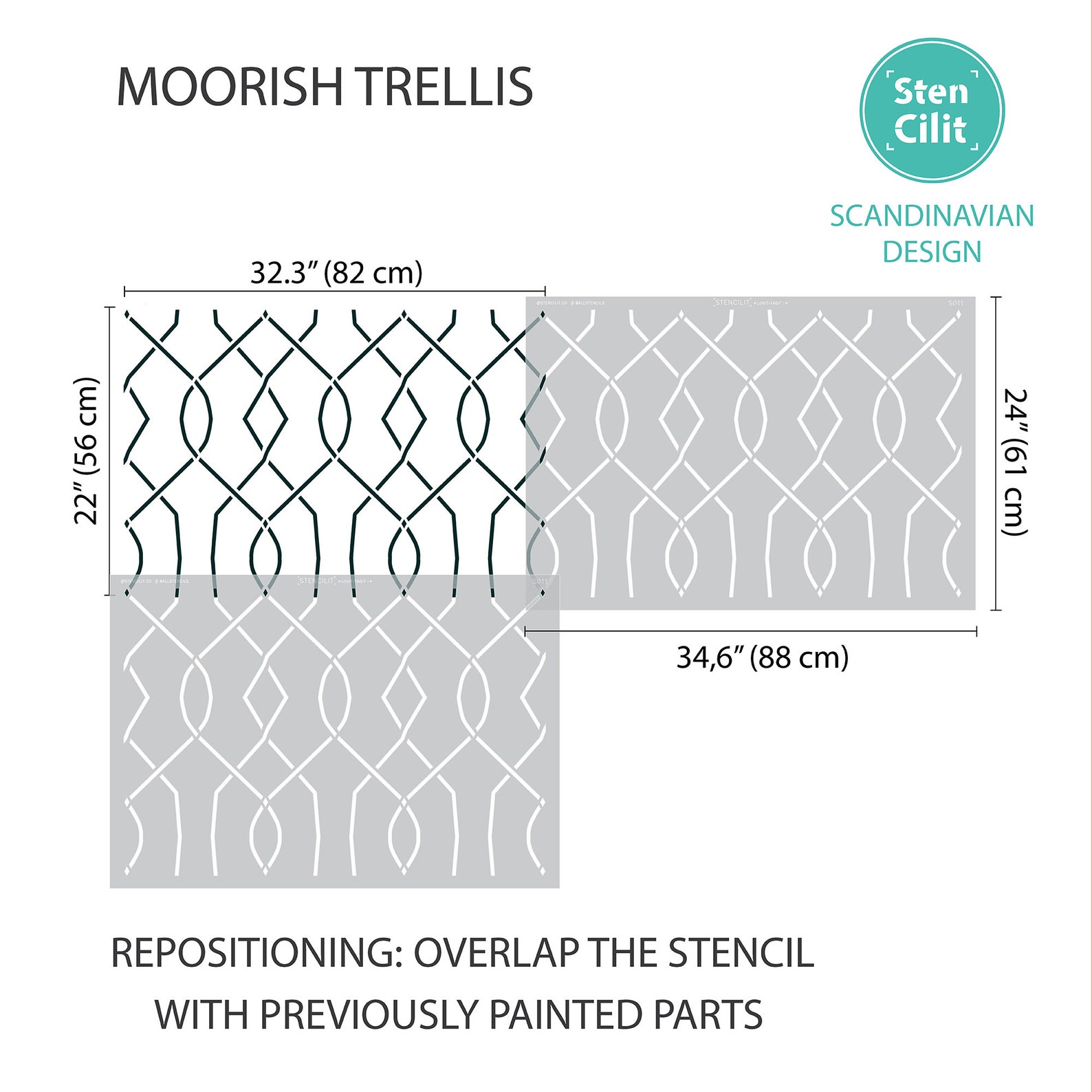 Moorish Trellis Large Wall Stencil Pattern Scandinavian Geometric ...