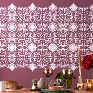 Porto Floor stencil Tile stencil Geometric Stencil pattern and Scandinavian stencil for DIY project Moroccan stencil Wall stencil image 3