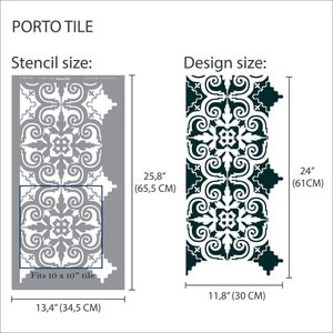 Porto Floor stencil Tile stencil Geometric Stencil pattern and Scandinavian stencil for DIY project Moroccan stencil Wall stencil image 7