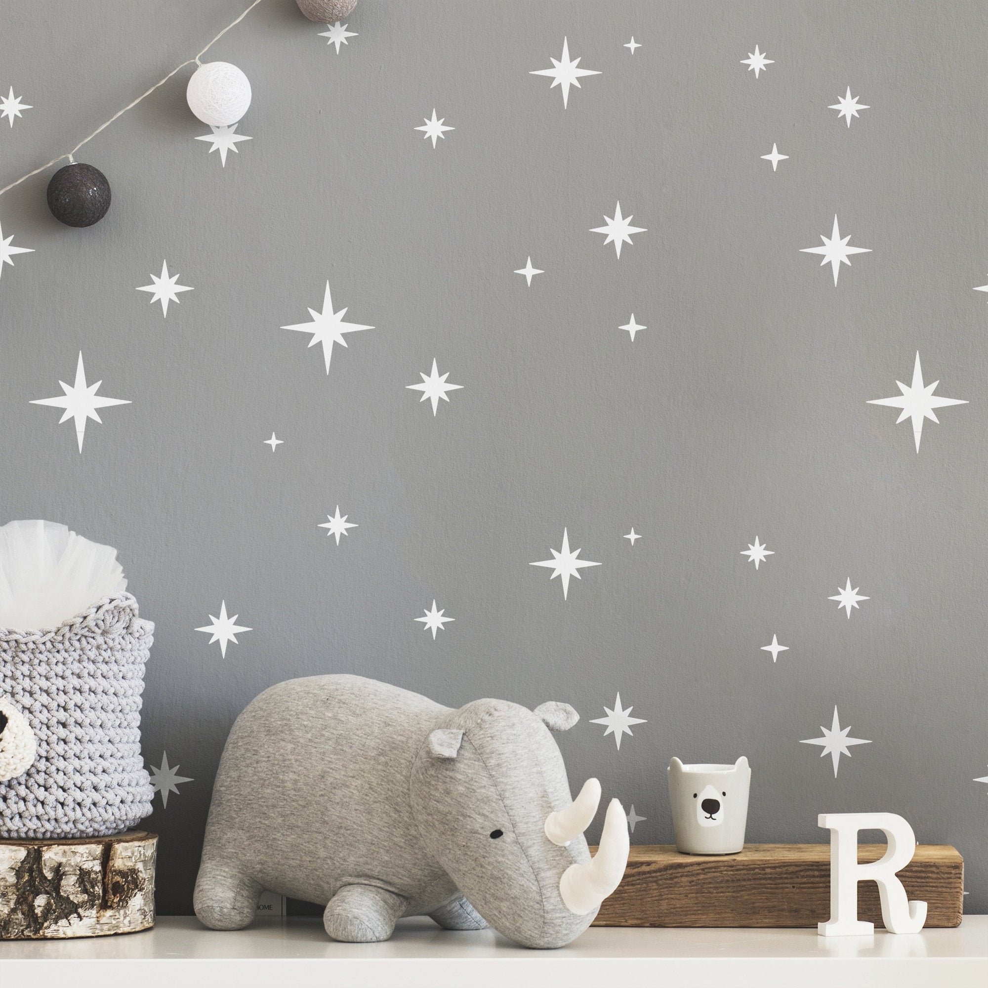 Starlight Star Pattern Nursery Wall Stencil, nursery Decor stencil