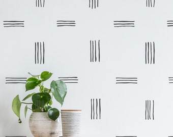 Stripes Wall Stencil, Large Scandinavian Geometric Pattern (24"x39.4")