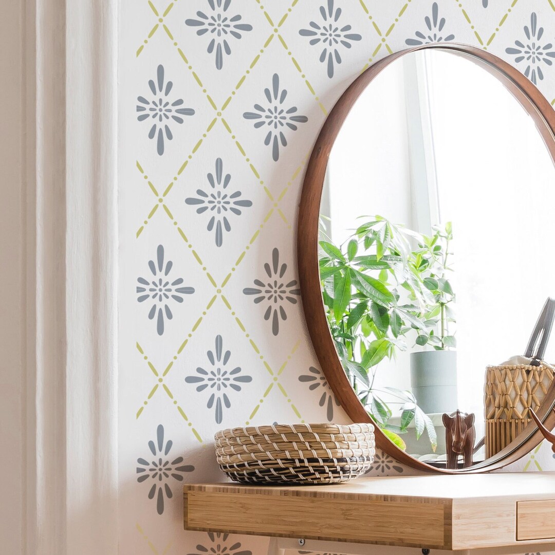 Retro Large Wall Stencil Pattern Geometric Wall Stencil for - Etsy