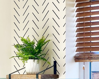 Herringbone wall stencil XL 21.6&quot; x 38.6&quot; stencil, Herringbone Simple stencil, Scandinavian stencil, Geometric wall stencils, Stencilit