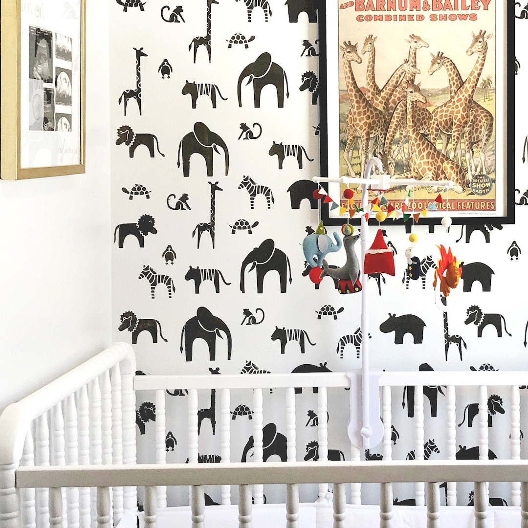 Zoo Stencil for Wall, Nursery Wall Stencil Scandinavian Stencil and