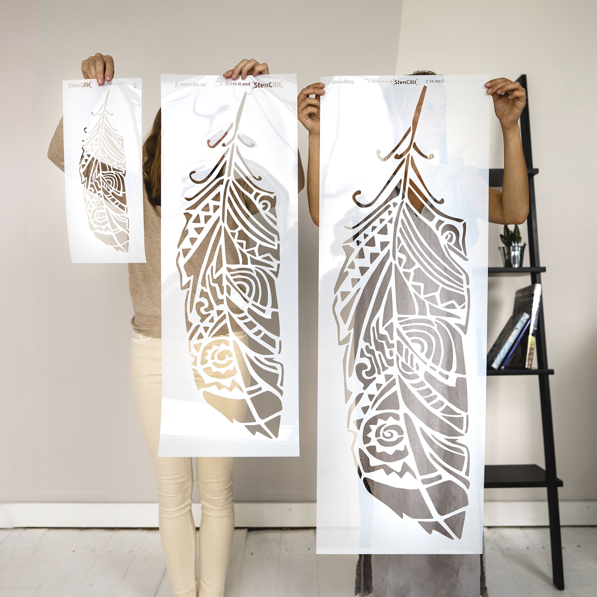 forest-feather-stencil-feather-wall-decal-or-wall-stencil-for-diy-project-scandinavian-stencil-tribal-pattern-etsy