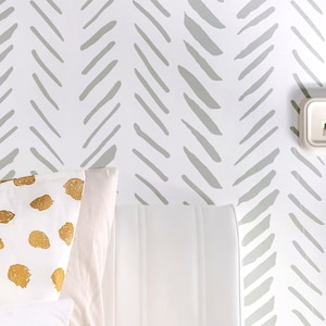 Brushed Lines Wall stencil, 2-Pack of 16&quot; x 24&quot; Stencil, Herringbone stencil, Geometric Wall Stencils for Painting Large Pattern, Stencilit
