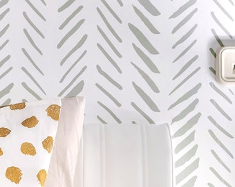 Herringbone Lines Wall Stencil, Geometric Wall Stencil for Painting, Stencilit (16"x24")