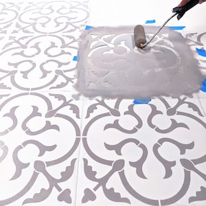 Scandinavian Floor stencils for a 16&quot;, or 18&quot; Tile, Tile stencils, Moroccan, Geometric stencil for DIY project - Wall stencil, Stencilit
