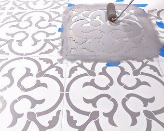 Scandinavian Floor stencils for a 16&quot;, or 18&quot; Tile, Tile stencils, Moroccan, Geometric stencil for DIY project - Wall stencil, Stencilit