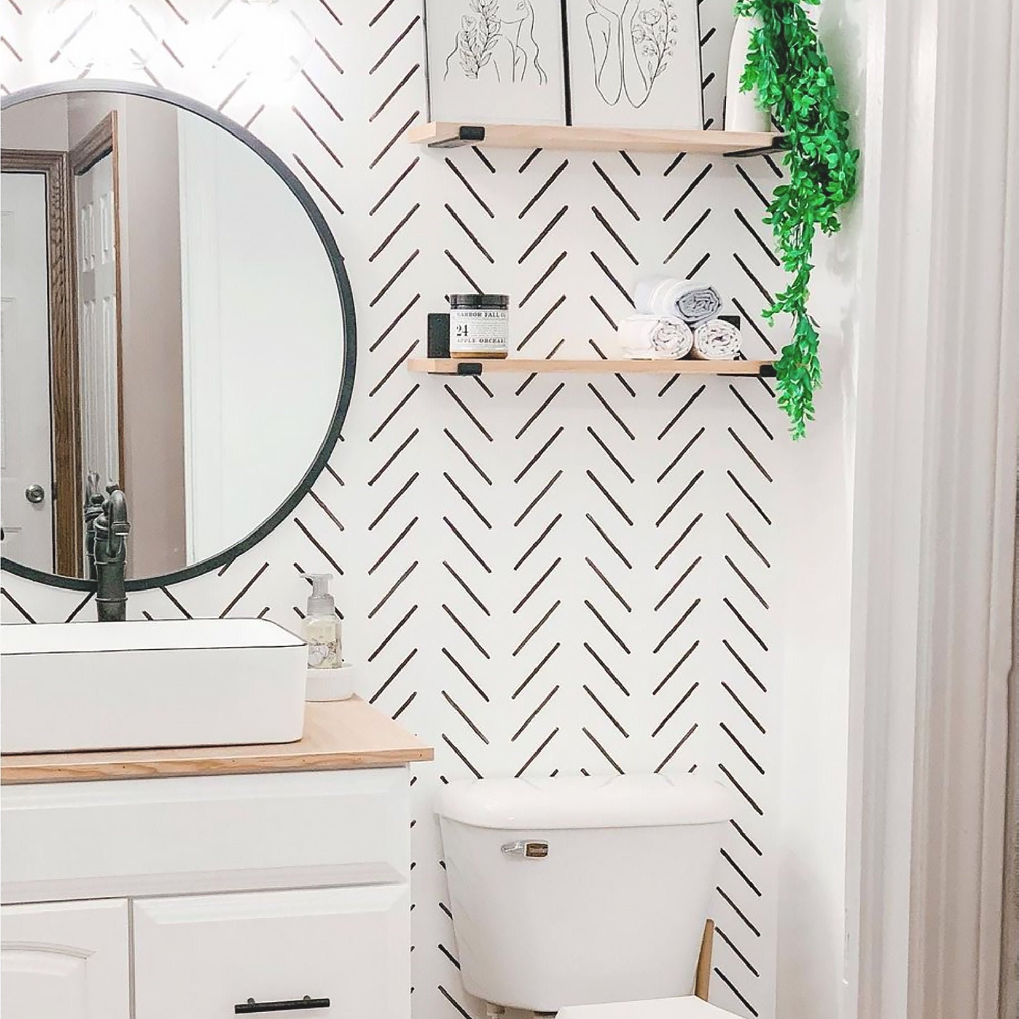 Powder Room Facelift, $26 Wallpaper Edition - Kelly in the City