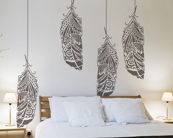 Waldfeder, dekorative Wandshablone für DIY projekt - Wanddeko - Wanddekoration