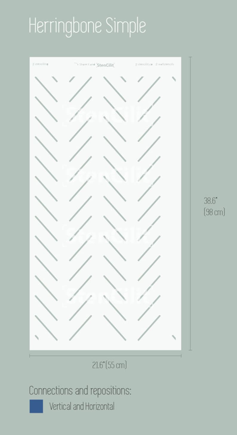 Herringbone simple Large Wall stencil Herringbone stencil Etsy