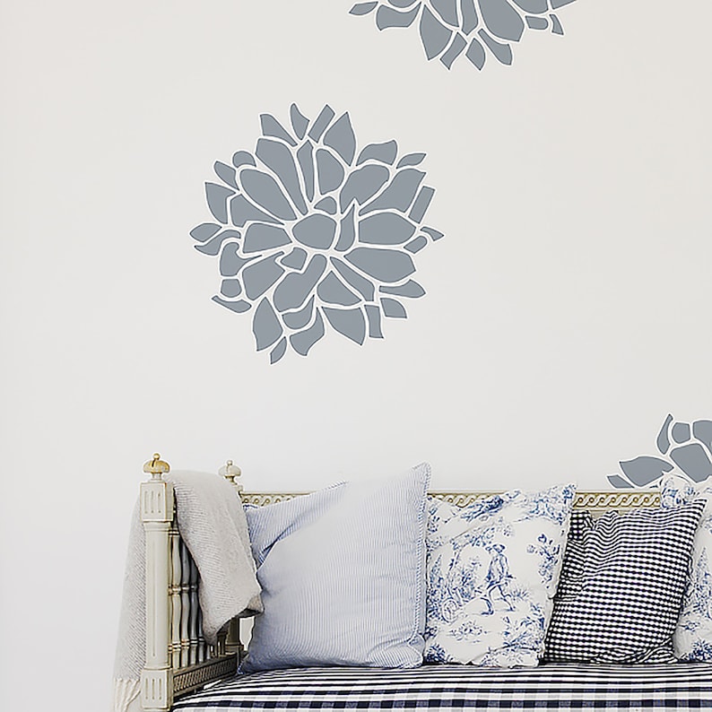 Chrysanthemum Large Wall Stencil Flower Stencil For Diy Etsy