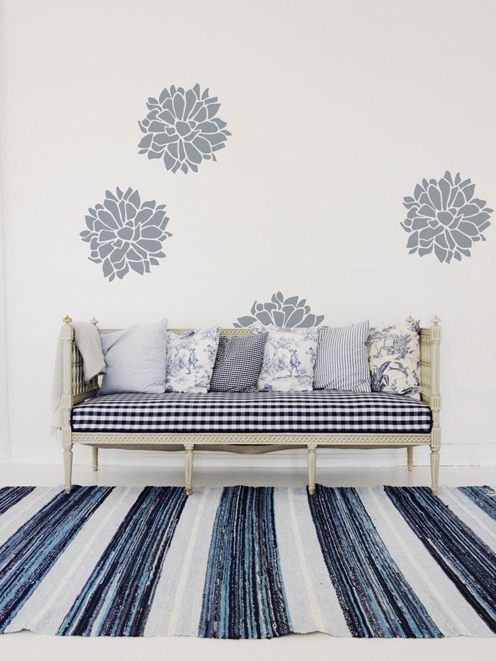 Chrysanthemum Scandinavian Wall stencil large Reusable