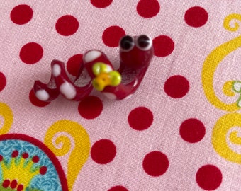 Dread bead made of glass snake red with white dots Dreadworm