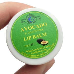 Avocado and Goats Milk Lip Balm 10ml pot heal dry, cracked lips, moisturising and natural Handmade in the UK