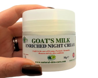 Goats Milk Enriched Night Cream for dry sensitive skin eczema psoriasis rosacea Handmade GB Moisturizing UK itch relief moisturiser relief