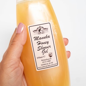 Manuka Honey Shower Gel 250ml Handmade & packed in the rural British GB Countryside Luxurious Moisturising Silky Smooth Skin Bath Gel