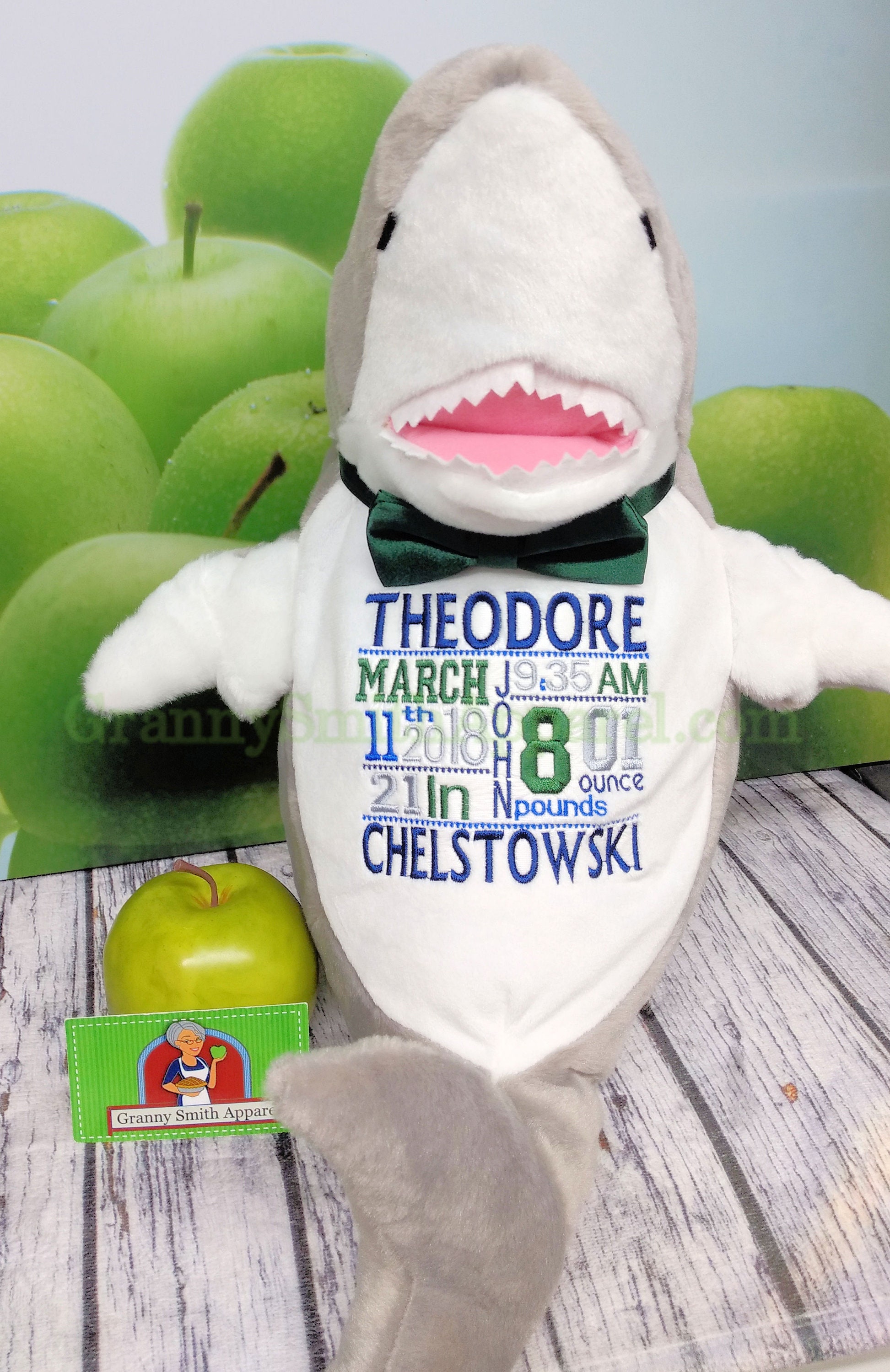 BABY SHARK plush plushie stuffed stuffie animal 13 embroidered personalized tummy. Custom design