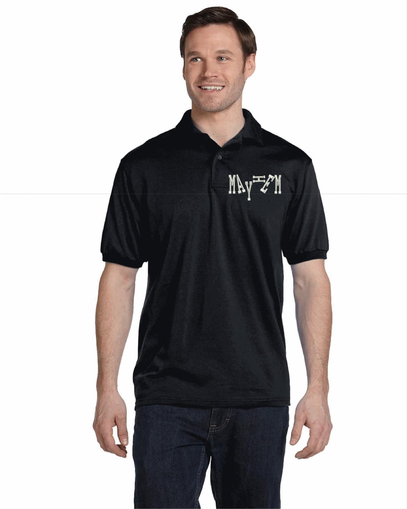 Halloween MAYHEM Allstate Costume / Embroidered Black shirt Etsy