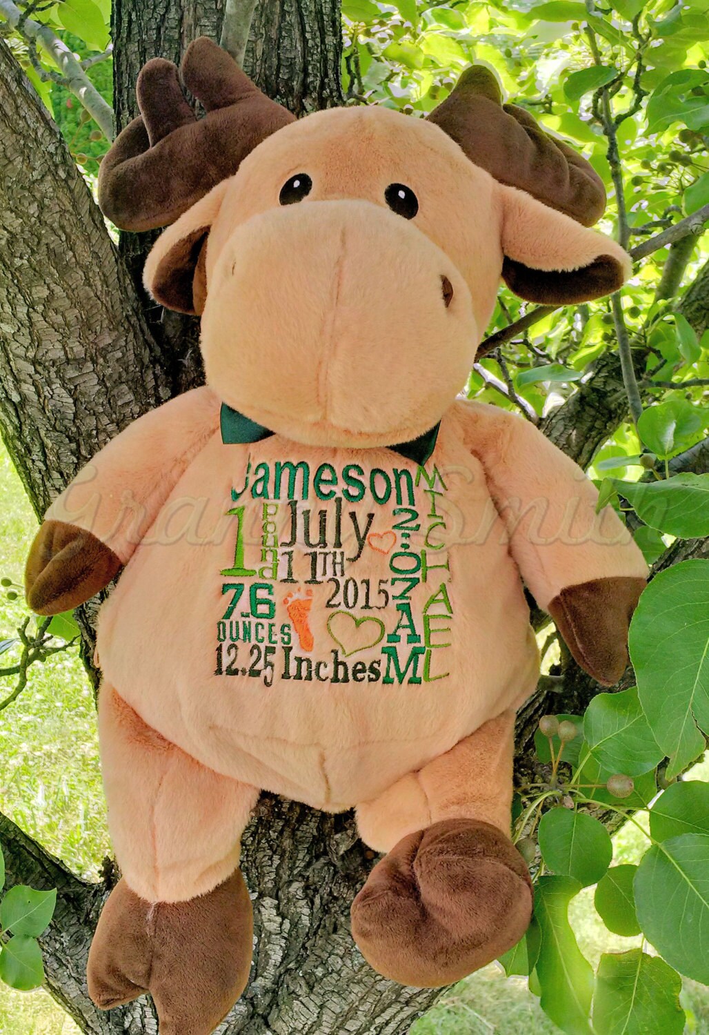 Moose Caramel 16 plush stuffed animal stuffie w/ custom embroidery! Personalized for Any occasion