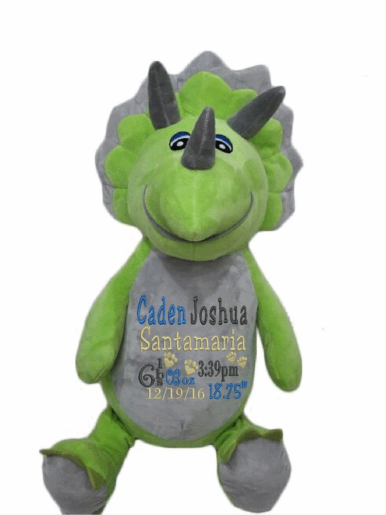 green triceratops stuffed animal