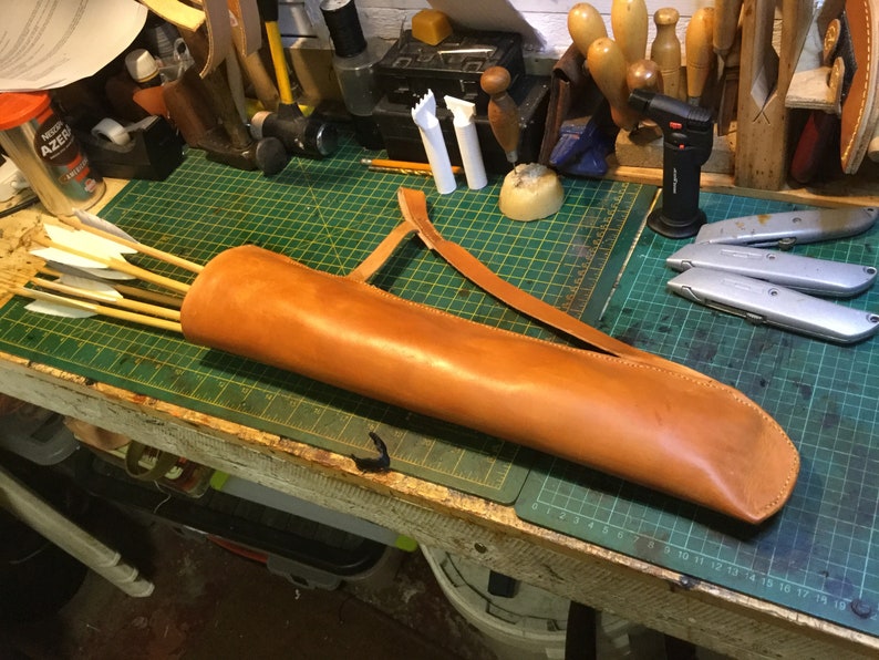Handmade and stitched archery quiver