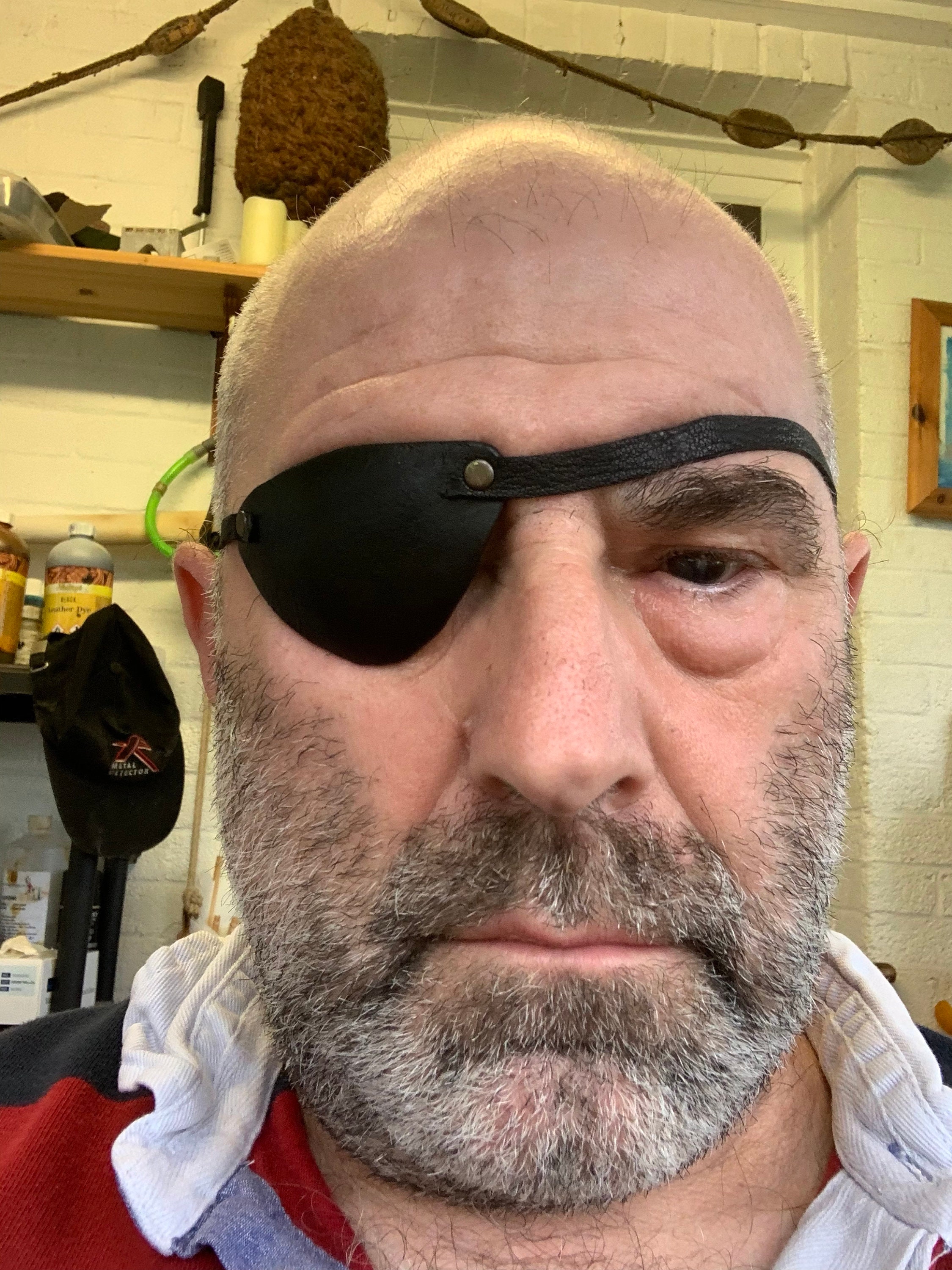 Handmade Slim Black or Brown Real Leather Eye Patch. Suitable for Permanent  Use. Medical eyepatch for Left or Right Eye.
